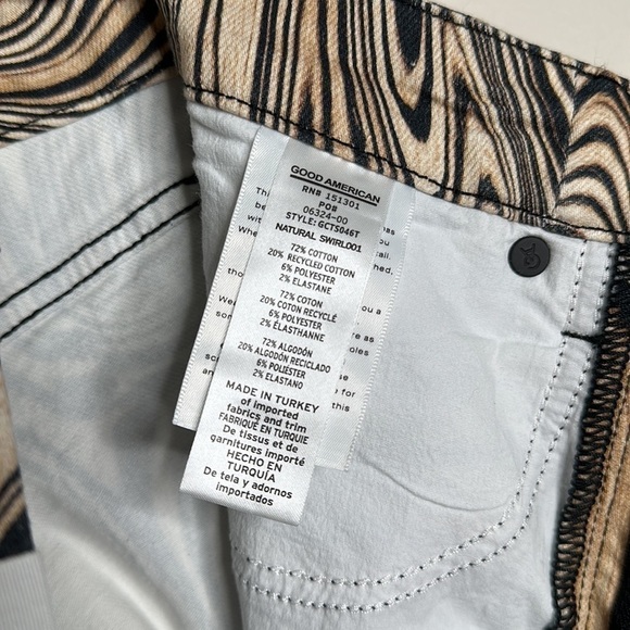 GOOD AMERICAN Good Classic Natural swirl print jeans 00/24 NWT - Picture 8 of 8